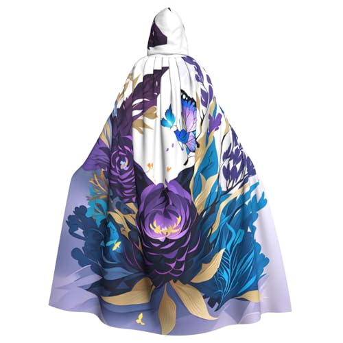 PYJWYFMY Violetter Schmetterlings-Druck, Unisex, Erwachsene, Kapuzenumhang, Samt-Umhang für Halloween, Robe, Weihnachten, Cosplay-Kostüme PYJWYFMY Violetter Schmetterlings-Druck, Unisex, Erwachsene, Kapuzenumhang, Samt-Umhang für Halloween, Robe, Weihnachten, Cosplay-Kostüme von Pyjwyfmy