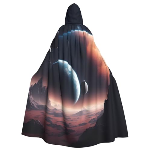 PYJWYFMY Weltraumplaneten-Druck, Unisex, Erwachsene, Kapuzenumhang, Samt-Umhang für Halloween, Robe, Weihnachtsumhang, Cosplay-Kostüme von Pyjwyfmy