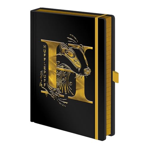 HARRY POTTER Notizbuch (Hufflepuff Design) A5 Notizbuch und Journal mit Glanzprägung - Offizielles Merchandise, Nero / Argento / Giallo von Pyramid International