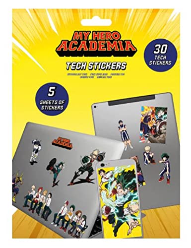 My Hero Academia Tech Aufkleber, 30 Stück Anime Aufkleber für Laptops, Handys und Tablets, Geräteaufkleber für Kinder, Aufkleber für Erwachsene - Offizielles Merchandise von Pyramid International
