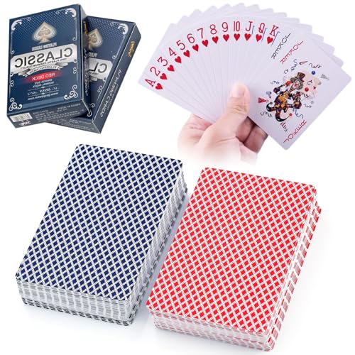 2 Deck Pokerkarten Plastik Rot und Blau Poker Cards Wasserfeste Spielkarten Plastic Playing Cards Poker Karten Kunststoff mit 2 Echzeichen für Blackjack Bridge Canasta Durak Rummy Kartenspiel 2 Deck Pokerkarten Plastik Rot und Blau Poker Cards Wasserfeste Spielkarten Plastic Playing Cards Poker Karten Kunststoff mit 2 Echzeichen für Blackjack Bridge Canasta Durak Rummy Kartenspiel von Pyroclasia
