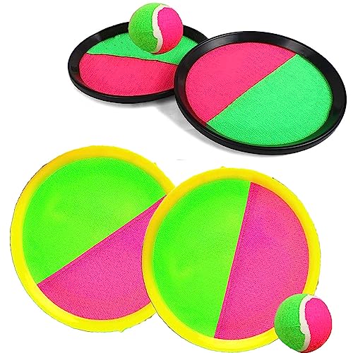 Velcro Ball Toy, Velcro Ball Game, Velcro Ball Beach Toy, Velcro Game Set for Children for Outdoor Children for Throwing and catching Game for Party 4 Velcro Ball Paddles and 2 Velcro Ball von Pyuyan