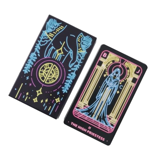 Anfänger-Tarot Deck, 78 Stück klassische Tarotkarten, Meditationsplaketten, leicht, tragbare Spielkarten für Anfänger und Experten, Wahrsagung und Selbstreflexion, 10,5 x 6,2 x 2,8 cm von Pzuryhg