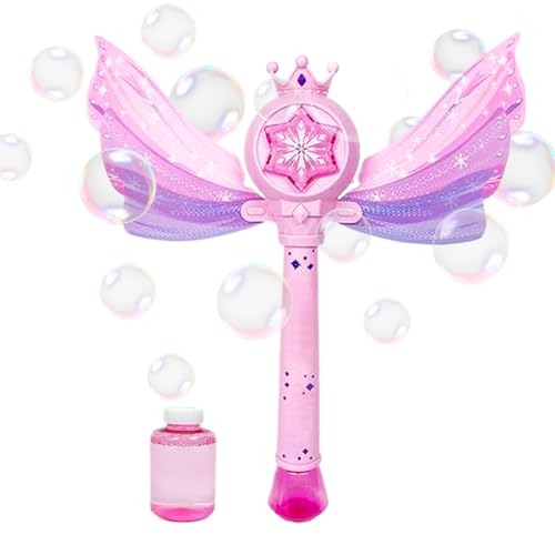 Bubble Wand Machine, Wings Design Stick, Musical Glow Foam Maker, Battery Operated Feature, Automatic Bubble Output, Light-Up Entertainment Tool, Perfect for Birthday, Garden, Pool, (ABS) von Pzuryhg