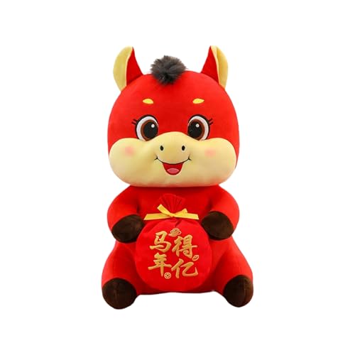Chinesischer Plüsch - Jahr des Pferdesmaskottchens für 2026 | Nettes gefülltes Tier mit hautfreundlichem Plüsch, Spielzeugsouvenir für Mond Neujahr, Auto, Bücherregal, Tabletop, College von Pzuryhg
