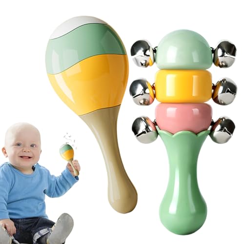 Handheld Rattle Toy, Musical Hand Drum Shaker, Durable ABS Material, Enhances Visual Tracking & Auditory Skills, Ideal for Early Education, Soothing Play, 16.5cm X 7.5cm von Pzuryhg