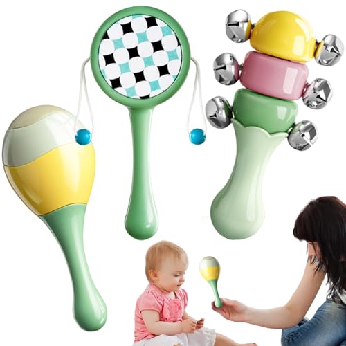 Handheld Rattle Toy, Musical Hand Drum Shaker, Durable ABS Material, Enhances Visual Tracking & Auditory Skills, Ideal for Early Education, Soothing Play, 16.5cm X 7.5cm von Pzuryhg