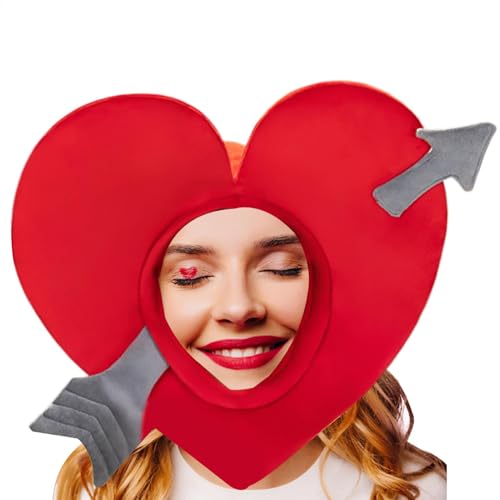 Herzförmiger Hut, Valentinstag-Hut, ultraweich, Kopfbedeckung, lustiges Cartoon-Design, Baumwoll-Plüschmaterial, Party- oder Cosplay-Kleidung, 43 x 15 x 42 cm, rot, 1 Stück, einfach zu tragen Herzförmiger Hut, Valentinstag-Hut, ultraweich, Kopfbedeckung, lustiges Cartoon-Design, Baumwoll-Plüschmaterial, Party- oder Cosplay-Kleidung, 43 x 15 x 42 cm, rot, 1 Stück, einfach zu tragen von Pzuryhg