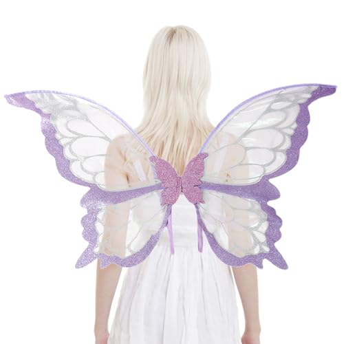 Kostümflügel - Feenparty -Outfit für Frauen Mädchen Kinder | Stoff mit Gummibändern, bequemes fites lebendiges Muster, Fantasy -Requisite für Schulveranstaltungen Cosplay -Geburtstagsfeier von Pzuryhg