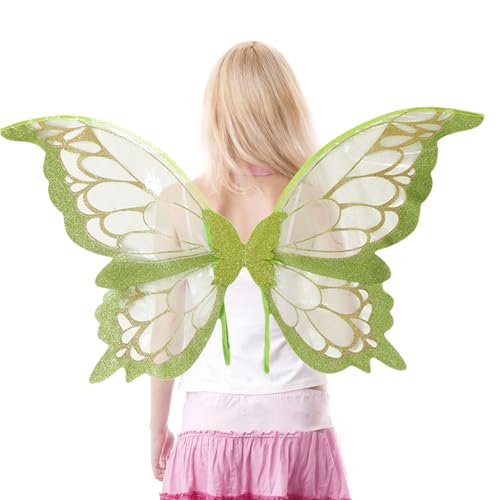 Kostümflügel - Feenparty -Outfit für Frauen Mädchen Kinder | Stoff mit Gummibändern, bequemes fites lebendiges Muster, Fantasy -Requisite für Schulveranstaltungen Cosplay -Geburtstagsfeier von Pzuryhg
