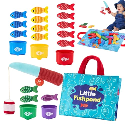 Magnetic Fishing Toy Set, Preschool Learning Game for, Soft Fabric Educational Toy for Fine Motor Skill Development, Color Match Activity, Numbers & Counting Practice von Pzuryhg