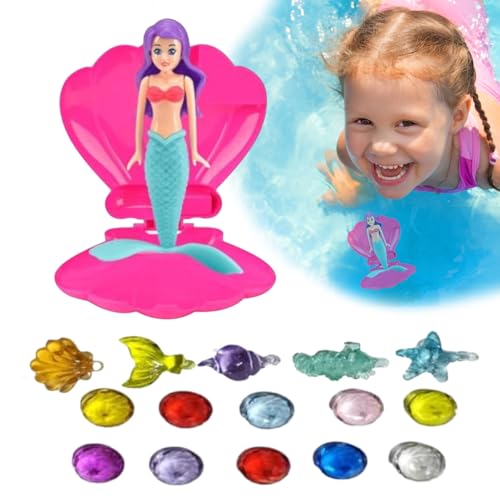 Mermaid Pool Toys, Mermaid Shell Treasure Toys with Rotating Rising Design, 3 Years Old+ ABS Educational Bath Time Activity for Preschool Learning and Summer Parties von Pzuryhg