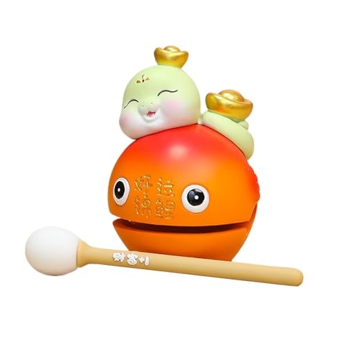 Mokugyo Fischtrommel – Beruhigende Trommel – Neujahrsschlange Fisch Mokugyo dekoratives Schlaginstrument Desktop-Ornament für Schreibtischregal Heimdekoration von Pzuryhg