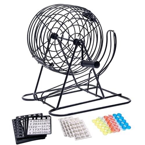 Pzuryhg Bingo Game Set, Bingo Chips Card Cage Sets, Entertainment Family Group, Fun and Educational Play, Party Tabletop Game for Workplace, School, Birthdays and Holiday Activities, 20x21x21cm von Pzuryhg