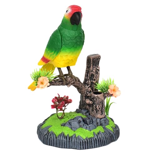 Pzuryhg Electronic Talking Parrot Bird Toy with Motion Sensor, Realistic Chirping Sound and Head Movement, Fun Interactive Toy for Kids and Adults, Home Decoration, Perfect for Desk Or Bedroom von Pzuryhg
