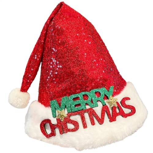 Pzuryhg Niedliche Weihnachtsmütze für Kinder, Weihnachtsmütze mit Pailletten, Rot, Weihnachtsdekoration, Uni, Hirschgeweih, Weihnachtstuch für Damen und Herren Pzuryhg Niedliche Weihnachtsmütze für Kinder, Weihnachtsmütze mit Pailletten, Rot, Weihnachtsdekoration, Uni, Hirschgeweih, Weihnachtstuch für Damen und Herren von Pzuryhg