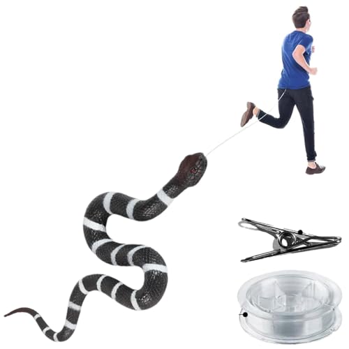 Pzuryhg Schlangenstreich mit Schnurclip – Silikon-Schlangenspielzeug, künstliche Tierrequisiten, Streich Spaß für Halloween und Spukhaus-Dekoration von Pzuryhg