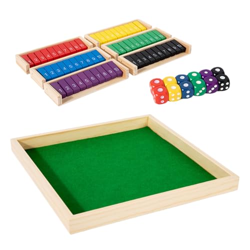 Pzuryhg Shut The Box, Wood Dice Tabletop Activities, Portable Interactive Board Dice Game for Family Night, Camping Trips, Coffee Table Fun, Team Building, 30x30x2.6cm/11.81x11.81x1.02 In von Pzuryhg