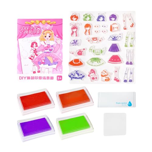 Stempel für Mädchen, Anziehbuch, Sammlerstück, Verkleidungsstempel, Spielzeug, Papier, Acryl, Sammlerstück und bunte Kostüme, 500 g, kreatives Reise-Spielset für lustige Aktivitäten, 25 x 22 x 2,5 cm Stempel für Mädchen, Anziehbuch, Sammlerstück, Verkleidungsstempel, Spielzeug, Papier, Acryl, Sammlerstück und bunte Kostüme, 500 g, kreatives Reise-Spielset für lustige Aktivitäten, 25 x 22 x 2,5 cm von Pzuryhg