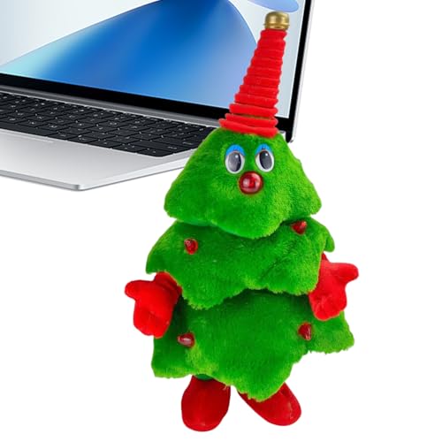 Weihnachtsbaum spricht musikalische Puppe - Singen Sie Urlaubsspielzeug für Kleinkinder | 3 Stücke Rotgrüne Plüsch -Kombination mit festlichen Farben, dekorative Stofftiere für Schlafzimmer und Wohnzi von Pzuryhg