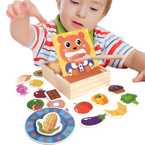 Wooden Toy, Wood Feeding Toy Design, for Kids Ages 3+, Interactive Play Food Set, Training Leaning and Educational Game Suitable for Children Girls & Baby von Pzuryhg