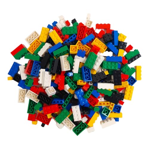 Q-BRICKS Bausteine Box Basic Mix | 300 Grundbausteine in 5 Formen | Grundfarben: Rot, Grün, Schwarz, Gelb, Blau | Verpackt in Einer wiederverwendbaren Box. von Q-BRICKS