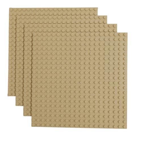 Q-Bricks Classic Bauplatten | 20x20 Noppenanzahl | 16 * 16 cm | Kompatibel mit Meisten Marken | 4 STK. im Set | Farbe: Elfenbein von Q-Bricks