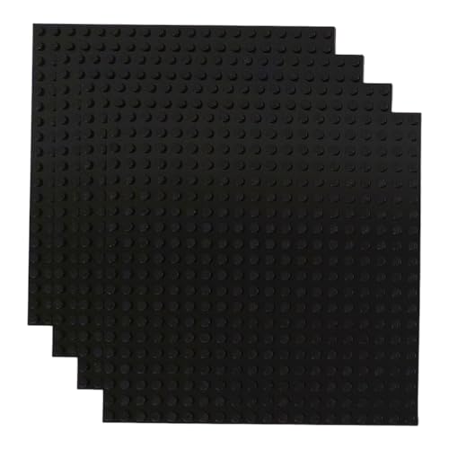 Q-Bricks Classic Bauplatten | 20x20 Noppenanzahl | 16 * 16 cm | Kompatibel mit Meisten Marken | 4 STK. im Set | Farbe: Verkehrsschwarz von Q-Bricks
