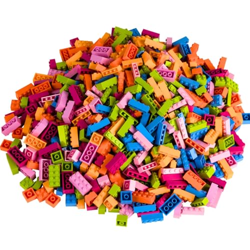 Classic Große Bausteine Set | 2000 Teile | 3 Steinformen (1x4, 2x2, 2x4) in 6 Farben | Konstruktionsspielzeug 100% kompatibel | Geschenk für Kinder, Jungen & Mädchen ab 4 Jahren (Blumen-Farben-Mix) von Q-Bricks