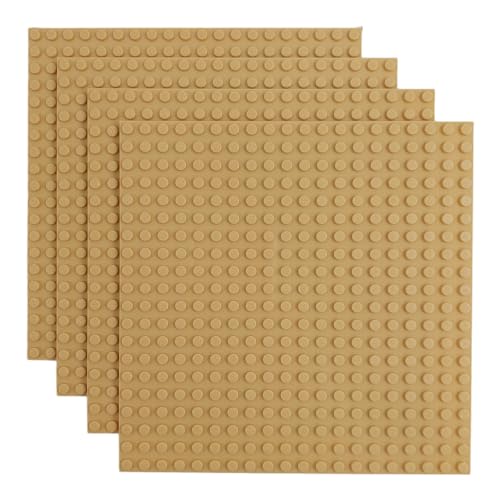 Q-Bricks Classic Bauplatten | 20x20 Noppenanzahl | 16 * 16 cm | Kompatibel mit Meisten Marken | 4 STK. im Set | Farbe: Sandgelb von Q-Bricks