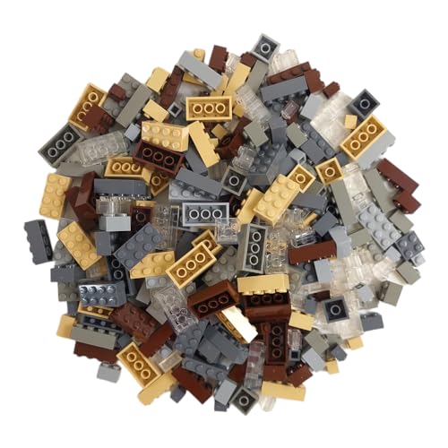 Q-BRICKS Box, Building-Mix mit 300Stck. Bausteinchen in den Farben: Fenstergrau, Steingrau, Staubgrau, Transparent, Elfenbein, und Nussbraun in den Formaten: 2X4, 1X4, 2X2, 1X2 und 1X1 Noppen von Q-BRICKS