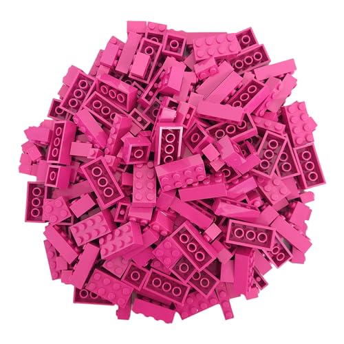 Q-Bricks Box 300Stck. Unicolor Bausteine in 5 Standardformaten: 2X4, 1X4, 2X2, 1X2 e 1X1 Noppen, Magenta 824 von Q-Bricks