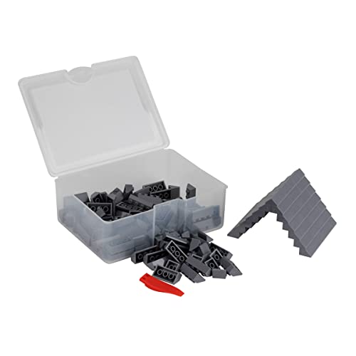 Q-Bricks Box mit Dachsteinmischung | 150 Stück | Formen: 2x2 und 2x4 | Farbe: Staubgrau| Kompatibel mit gängigen Bausteinmarken | Bausteine für kreative Konstruktionen von Q-Bricks