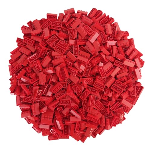 Q-Bricks Dachsteine Classic 2X4/ 45° | Farbe: Feuerrot | Bausteine für kreative Konstruktionen |100% kompatibel | Hergestellt in der EU (Dachsteine 2x4, 500, STK.) von Q-Bricks