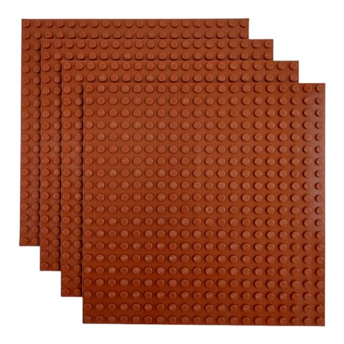 Q-Bricks Classic Bauplatten | 20x20 Noppenanzahl | 16 * 16 cm | Kompatibel mit Meisten Marken | 4 STK. im Set | Farbe: Signalbraun von Q-Bricks