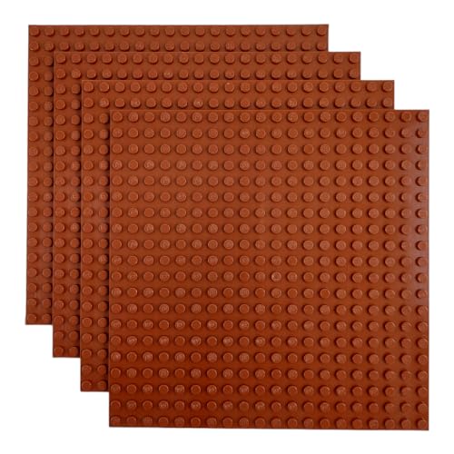 Q-BRICKS 4 STK. Bauplatten | 20x20 Noppenanzahl | 16 * 16 cm | Kompatibel mit Meisten Marken | Signalbraun 090 von Q-BRICKS