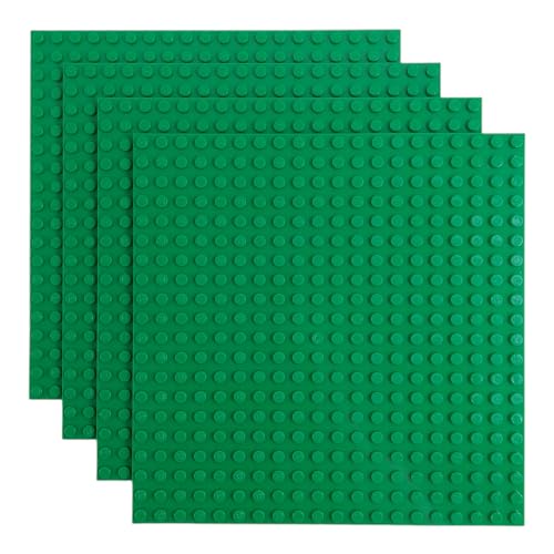 Q-Bricks Classic Bauplatten | 20x20 Noppenanzahl | 16 * 16 cm | Kompatibel mit Meisten Marken | 4 STK. im Set | Farbe: Signalgrün von Q-Bricks