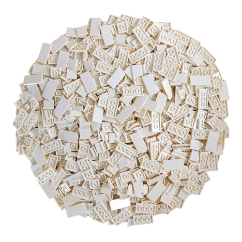 Q-Bricks Klemmbausteine Fliesen | 4 Formate: 1x1(250 STK.),1x2 (250 STK.), 2x2 (250 STK.) und 2x4 (250 STK.) Noppen | Farbe: Reinweiss | 100% kompatibel von Q-Bricks