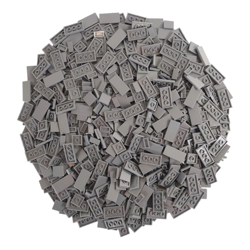 Q-Bricks Klemmbausteine Fliesen | 4 Formate: 1x1(250 STK.),1x2 (250 STK.), 2x2 (250 STK.) und 2x4 (250 STK.) Noppen | Farbe: Staubgrau | 100% kompatibel von Q-Bricks