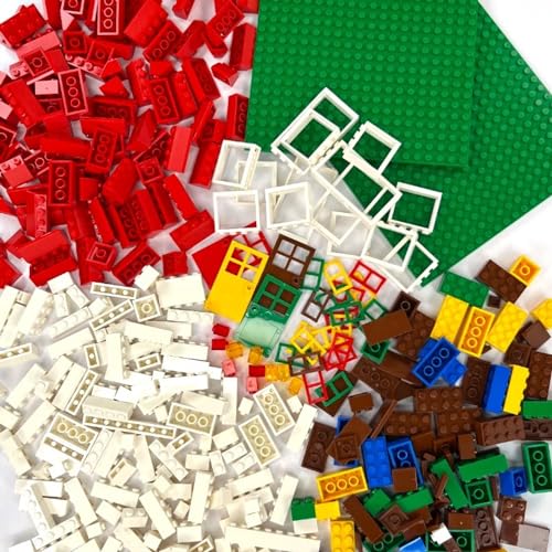 Kreativ-Bauset mit klassischen Bausteinen | 400-teiliges Set | 19 Formen umfassen Türen, Fenster, Dachsteine und Grundplatten | 8 Farben | wiederverwendbarer Aufbewahrungskoffer (Basis Farben) von Q-Bricks