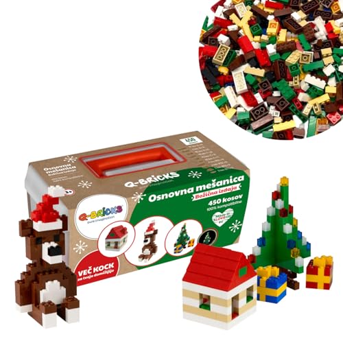 Q-Bricks Weihnachten Bausteine Set – 450 Teile Klemmbausteine mit Leuchtenden Steinen – Kompatibel mit Marken – Kreatives Geschenk für Kinder von Q-Bricks