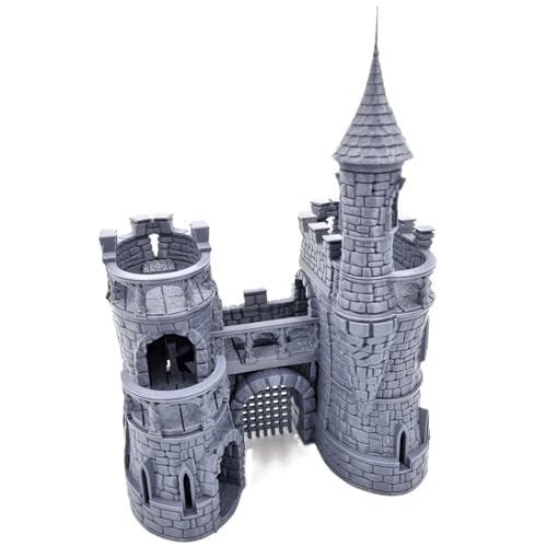 QP3D - Barbican Gate Castle - Fantasy Building Terrain Scenery for Tabletop & RPG 28-32mm Miniatures Wargame Props DND D&D, 3D Printed and Paintable (Classic) von Q P Quality Printing 3D