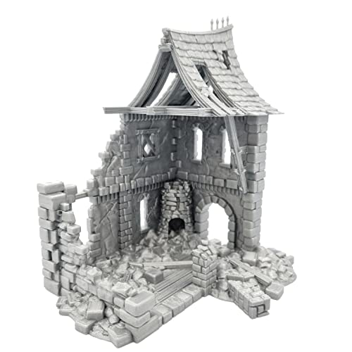 QP3D - Battle Ruined Medieval Building - Fantasy House Terrain Scenery for Tabletop & RPG 28-32mm Miniatures Wargame Props DnD D&D, 3D Printed and Paintable QP3D - Battle Ruined Medieval Building - Fantasy House Terrain Scenery for Tabletop & RPG 28-32mm Miniatures Wargame Props DnD D&D, 3D Printed and Paintable von Q P Quality Printing 3D
