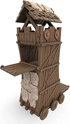 QP3D – Belagerungsturm kompatibel mit Warriors Minas Tirith Castle City Wandtürmen & Tor für Tischplatte, mittelalterliche Landschaft und Fantasy-Gelände – 28–32 mm Miniaturen Wargame DnD D&D von Q P Quality Printing 3D