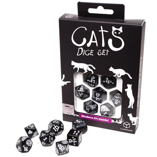 Q-Workshop 96284 Cats Modern Dice Set: Waffle (7) Cardgame, one Size von Q-Workshop