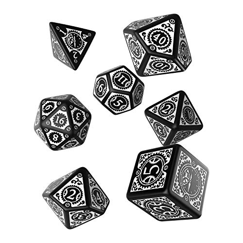 Q-Workshop STC05 - Steampunk Clockwork Black & white Dice Set (7) von Q-Workshop