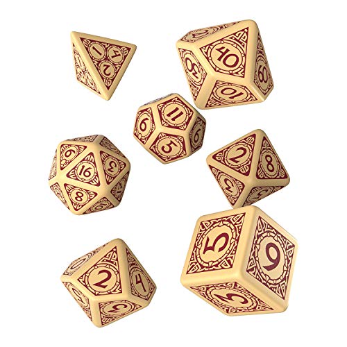 Q-Workshop VIK87 - Viking Beige & Burgundy Dice Set (7) von Q-Workshop