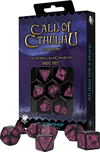 Q-Workshop CTR3P - Call of Cthulhu 7th Edition Dice Set Black & Magenta (7) von Q WORKSHOP