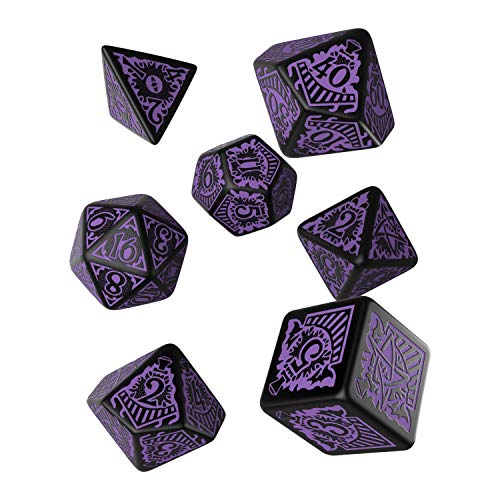 Q WORKSHOP Call of Cthulhu Horror on The Orient Express RPG Ornamented Dice Set 7 Polyhedral Pieces, 10.67 x 2.29 x 14.99 cm, Schwarz / Violett von Q Workshop
