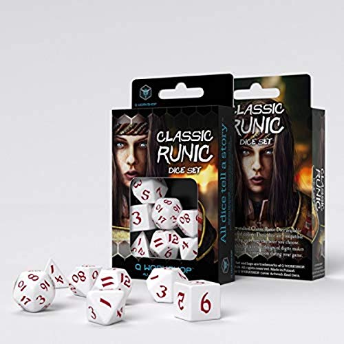 Q-Workshop CLR26 - Classic Runic White/Red Dice Set (7) von Q Workshop
